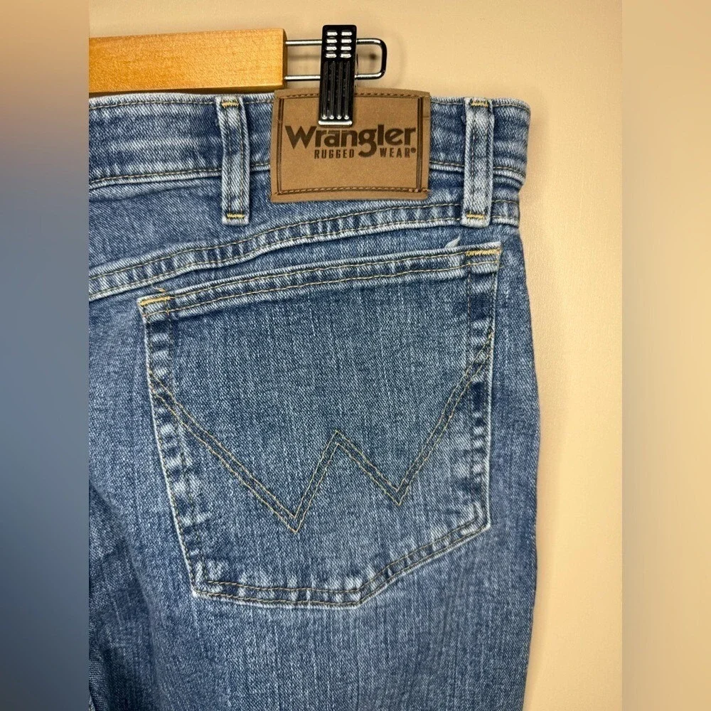 Wrangler Flex Comfort Straight Leg Jeans 38x30‎ Blue Stretch Denim Mens